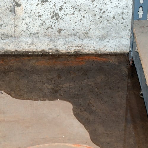 pooling water on a concrete slab