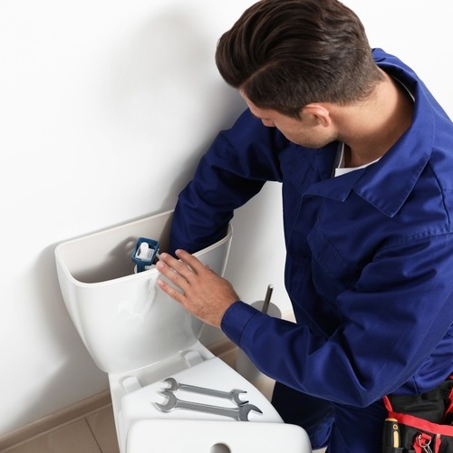 plumber providing toilet repairs