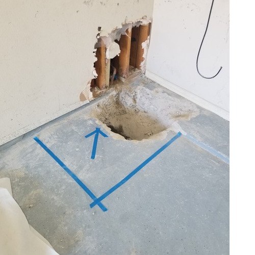 view of a hole in a foundation