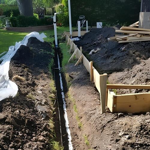 a water line in the ground under repair